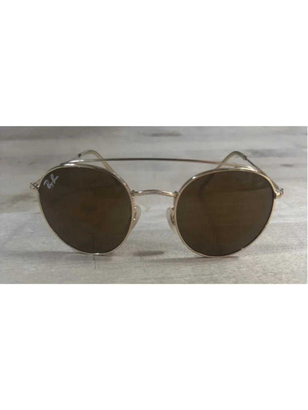 RAY-BAN Round Double Bridge Gold Tone Sunglasses